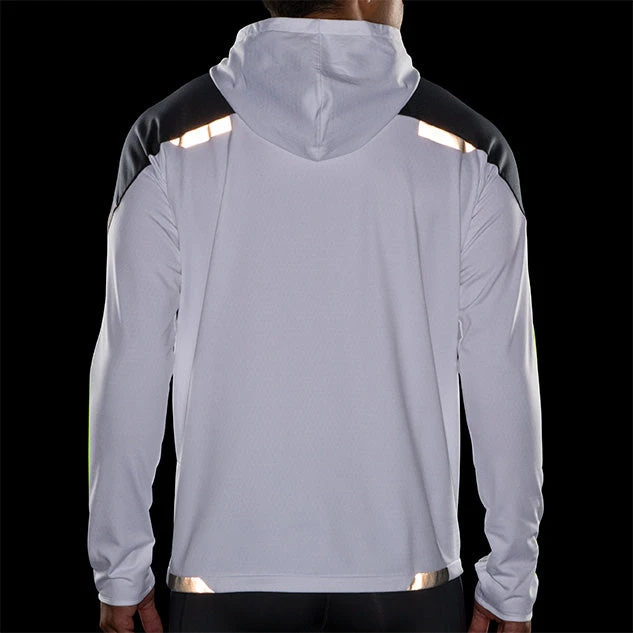 Brooks Men's Run Visible Thermal Hoodie - White/Asphalt/Nightlife (211411134) - Image 5